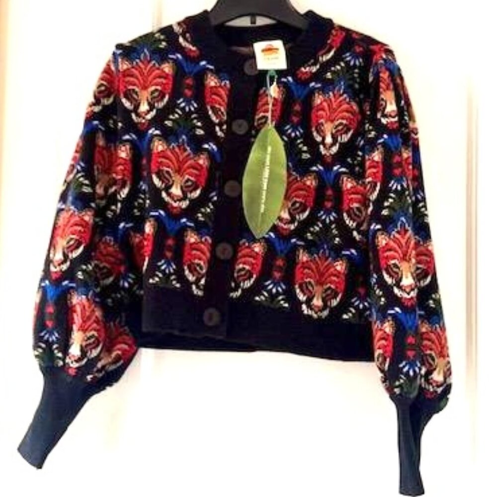 FARM Rio Black Boho Panther Cardigan - Picture 5 of 16